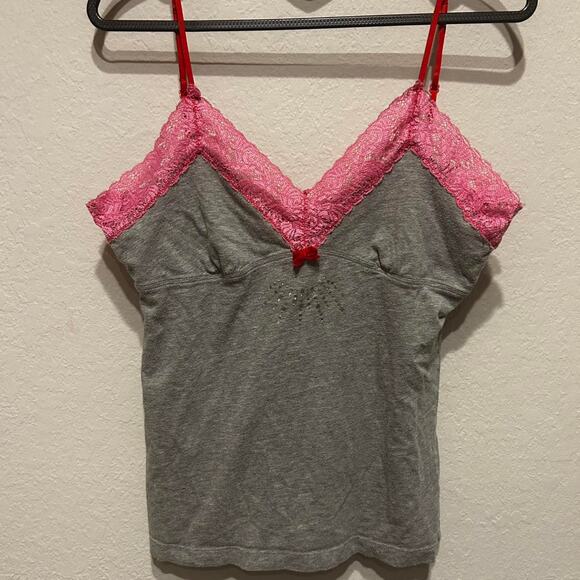 Victoria Secret Pink y2K Grey and pink lace cami - Picture 2 of 8